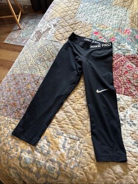 Nike Black Athletic Leggings with White Swoosh